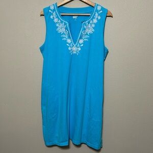 Lands' End Blue Shift Sleeveless Tank Dress with pockets Petite L